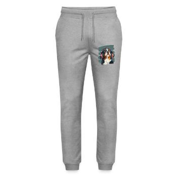 Chien de montagne de l'Entlebuch - Pantalon de jogging bio MOVER Stanley/Stella unisexe - gris chiné - Devant - Marisol (170cm) & Nik (191cm)