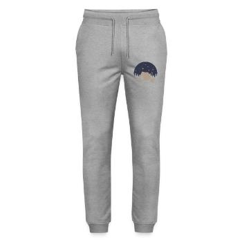 Camping and Coffee - Stanley/Stella Mover Unisex Organic Jogging Trousers - heather grey - Front - Marisol (170cm) & Nik (191cm)