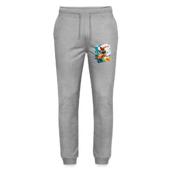 Surfer Surfen Surfbrett Surfing - Stanley/Stella Unisex Bio Jogginghose Mover  - Grau meliert - Vorne - Marisol (170cm) & Nik (191cm)