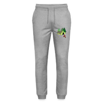 Feuer Lagerfeuer Zelt Camp campen zelten - Stanley/Stella Unisex Bio Jogginghose Mover  - Grau meliert - Vorne - Marisol (170cm) & Nik (191cm)