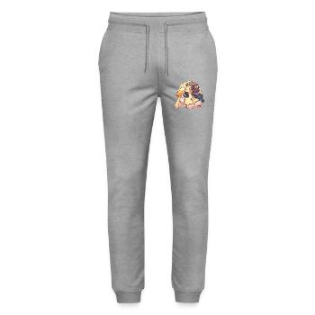Beautiful Woman Enjoying Beer Art Nouveau Gift - Stanley/Stella Mover Unisex Organic Jogging Trousers - heather grey - Front - Marisol (170cm) & Nik (191cm)