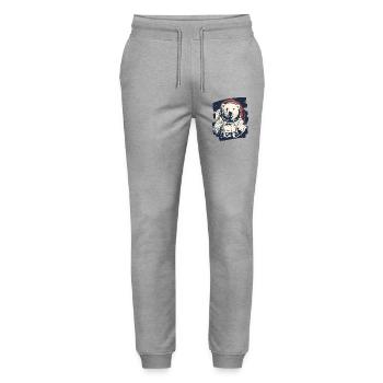 Polar Bear Astronaut - Stanley/Stella Mover Unisex Organic Jogging Trousers - heather grey - Front - Marisol (170cm) & Nik (191cm)