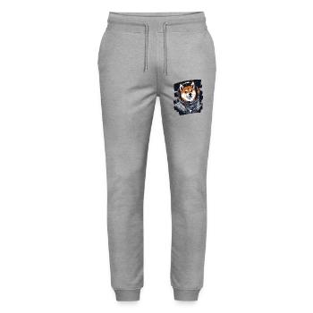 Shiba Inu Astronaut - Stanley/Stella Unisex Bio Jogginghose Mover  - Grau meliert - Vorne - Marisol (170cm) & Nik (191cm)