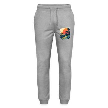 Summer Palm Tree Sunset - Stanley/Stella Mover Unisex Organic Jogging Trousers - heather grey - Front - Marisol (170cm) & Nik (191cm)