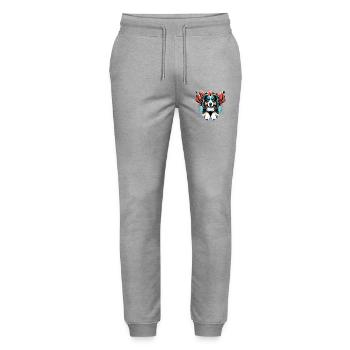 Super Dog Australian Shepherd Sheppie Gift - Stanley/Stella Mover Unisex Organic Jogging Trousers - heather grey - Front - Marisol (170cm) & Nik (191cm)