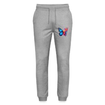Colorful Butterfly Nature Inspired Summer Vibes - Stanley/Stella Mover Unisex Organic Jogging Trousers - heather grey - Front - Marisol (170cm) & Nik (191cm)