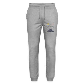 Art Naïf Hyères Loup Bergerie Plage - Pantalon de jogging bio MOVER Stanley/Stella unisexe - gris chiné - Devant - Marisol (170cm) & Nik (191cm)