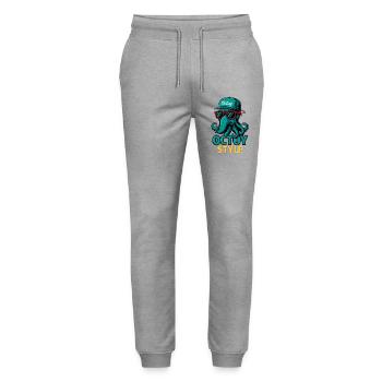 Octoy Style Octopus Retro Cap - Stanley/Stella Mover Unisex Organic Jogging Trousers - heather grey - Front - Marisol (170cm) & Nik (191cm)