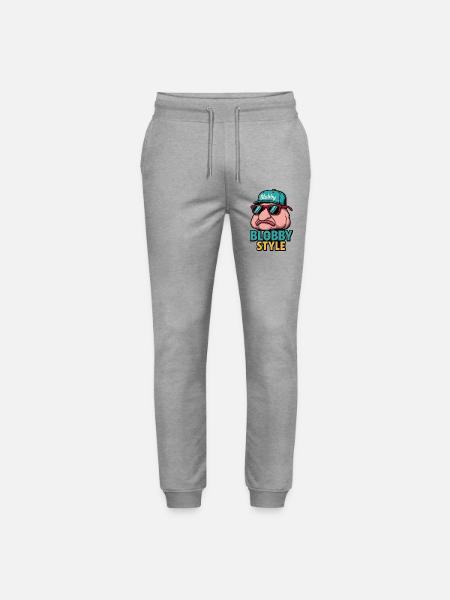 Blobby Style Cartoon Tee - Stanley/Stella Mover Unisex Organic Jogging Trousers - heather grey