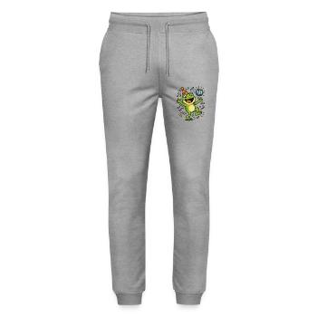 Party-Frosch - Stanley/Stella Unisex Bio Jogginghose Mover  - Grau meliert - Vorne - Marisol (170cm) & Nik (191cm)