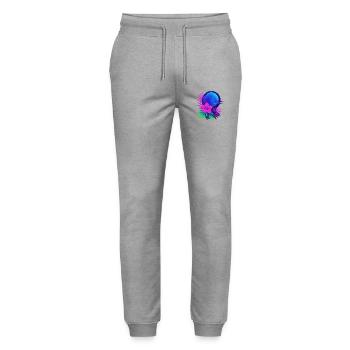 Neon Tropic Moon - Stanley/Stella Mover Unisex Organic Jogging Trousers - heather grey - Front - Marisol (170cm) & Nik (191cm)