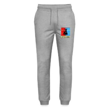 Scottish Terrier Vintage Design - Stanley/Stella Mover Unisex Organic Jogging Trousers - heather grey - Front - Marisol (170cm) & Nik (191cm)