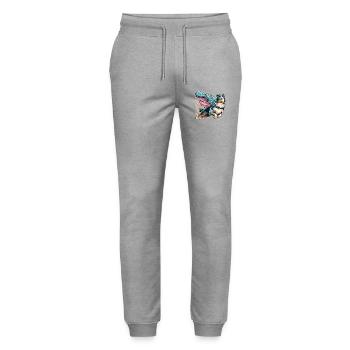 Super Dog Australian Shepherd Sheppie Gift - Stanley/Stella Mover Unisex Organic Jogging Trousers - heather grey - Front - Marisol (170cm) & Nik (191cm)