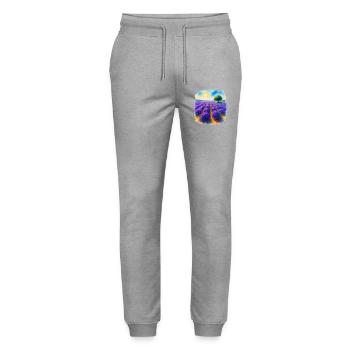 Lavender field - Stanley/Stella Mover Unisex Organic Jogging Trousers - heather grey - Front - Marisol (170cm) & Nik (191cm)