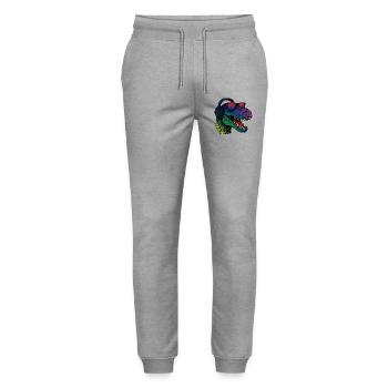 Cool T-Rex Dino 90s Sunglasses Music Lover - Stanley/Stella Mover Unisex Organic Jogging Trousers - heather grey - Front - Marisol (170cm) & Nik (191cm)