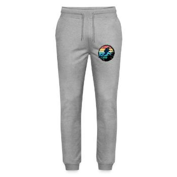 Underwater Diver Silhouette with Rainbow Sunset - Stanley/Stella Mover Unisex Organic Jogging Trousers - heather grey - Front - Marisol (170cm) & Nik (191cm)