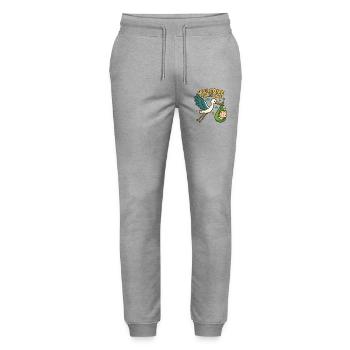 Stork Baby Arrival – "Welcome Little One" - Stanley/Stella Mover Unisex Organic Jogging Trousers - heather grey - Front - Marisol (170cm) & Nik (191cm)