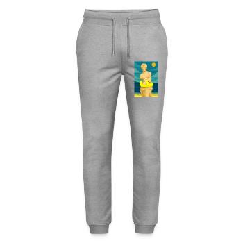 Die Venus (am Strand) - Stanley/Stella Unisex Bio Jogginghose Mover  - Grau meliert - Vorne - Marisol (170cm) & Nik (191cm)