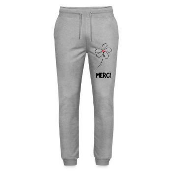 GELIEBTE. HERZ. MEISTER. VIELEN DANK. DANKE HERRIN. - Stanley/Stella Unisex Bio Jogginghose Mover  - Grau meliert - Vorne - Marisol (170cm) & Nik (191cm)