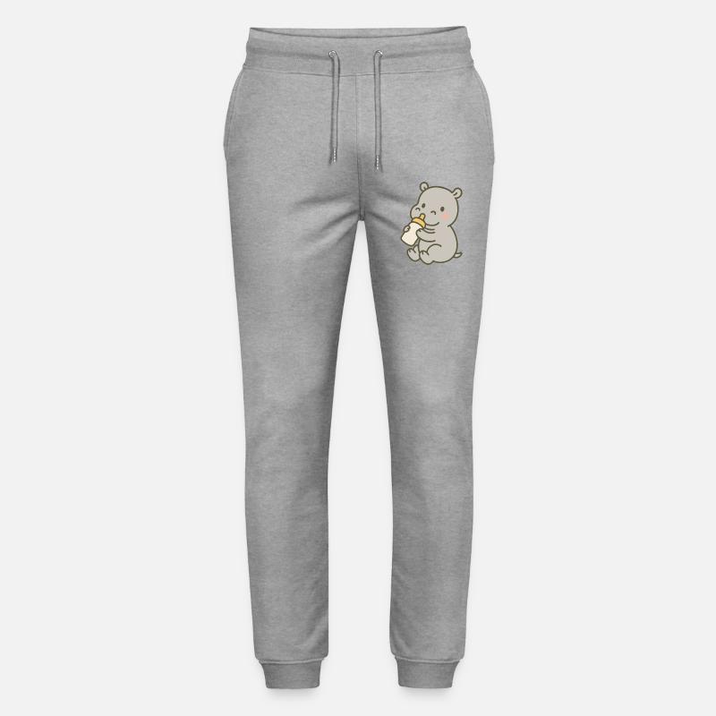 Flusspferdchen mit Fläschchen - Stanley/Stella Unisex Bio Jogginghose Mover  - Grau meliert