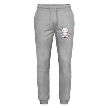 Sweet Owl Yoga Meditation Relaxation Inner - Stanley/Stella Mover Unisex Organic Jogging Trousers - heather grey - Front - Marisol (170cm) & Nik (191cm)