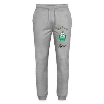 VIELEN DANK. GELIEBTE. HERZ. MEISTER. DANKE HERRIN. - Stanley/Stella Unisex Bio Jogginghose Mover  - Grau meliert - Vorne - Marisol (170cm) & Nik (191cm)