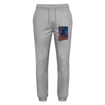 MTB Mountainbiking Downhill Astronaut Geschenk - Stanley/Stella Unisex Bio Jogginghose Mover  - Grau meliert - Vorne - Marisol (170cm) & Nik (191cm)