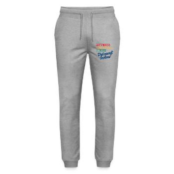 When God made me, he said that it will be laughing # - Stanley/Stella Mover Unisex Organic Jogging Trousers - heather grey - Front - Marisol (170cm) & Nik (191cm)