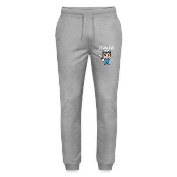 JE SUIS VENU, J’AI VU, J’AI CARTOGRAPHIÉ - CADEAU D’INFIRMIÈRE - Pantalon de jogging bio MOVER Stanley/Stella unisexe - gris chiné - Devant - Marisol (170cm) & Nik (191cm)