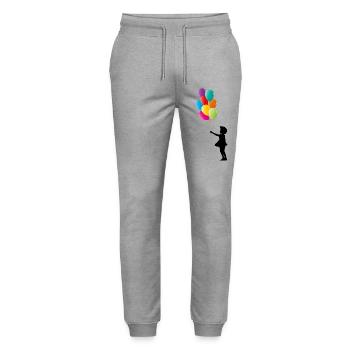 Mädchen mit bunten Luftballons - Stanley/Stella Unisex Bio Jogginghose Mover  - Grau meliert - Vorne - Marisol (170cm) & Nik (191cm)