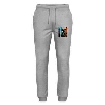 Skateboarder Skating Skateboard - Stanley/Stella Mover Unisex Organic Jogging Trousers - heather grey - Front - Marisol (170cm) & Nik (191cm)