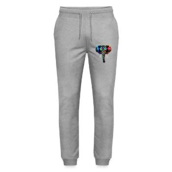 Elephant Trunk Africa Safari Wilderness Elephant - Stanley/Stella Mover Unisex Organic Jogging Trousers - heather grey - Front - Marisol (170cm) & Nik (191cm)