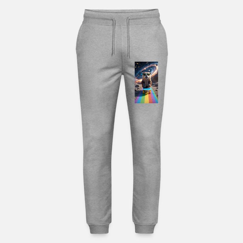 Witziger Waschbär auf Skateboard mit Sonnenbrille - Stanley/Stella Unisex Bio Jogginghose Mover - Grau meliert