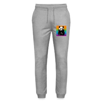 Panda - Stanley/Stella Unisex Bio Jogginghose Mover  - Grau meliert - Vorne - Marisol (170cm) & Nik (191cm)