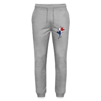 Panama Flag - Dragon Silhouette - Stanley/Stella Mover Unisex Organic Jogging Trousers - heather grey - Front - Marisol (170cm) & Nik (191cm)