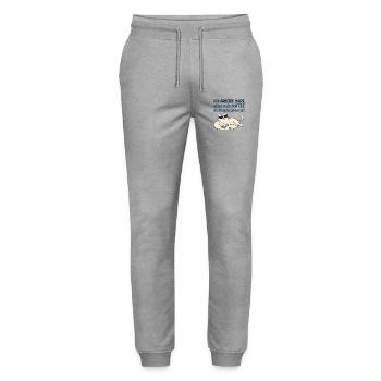 Motivational Cat Illustration with Humor - Stanley/Stella Mover Unisex Organic Jogging Trousers - heather grey - Front - Marisol (170cm) & Nik (191cm)