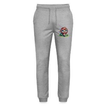 Cute Bigfoot Sasquatch Lawn Mower Horticulture - Stanley/Stella Mover Unisex Organic Jogging Trousers - heather grey - Front - Marisol (170cm) & Nik (191cm)