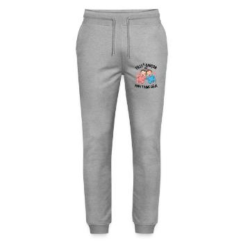 Gender Reveal Opa Party Baby Gender Reveal - Stanley/Stella Unisex Bio Jogginghose Mover  - Grau meliert - Vorne - Marisol (170cm) & Nik (191cm)