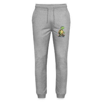 Frecher Schildkröten Skateboard - Stanley/Stella Unisex Bio Jogginghose Mover  - Grau meliert - Vorne - Marisol (170cm) & Nik (191cm)