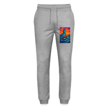 Serene Buddha by Sunset - Stanley/Stella Mover Unisex Organic Jogging Trousers - heather grey - Front - Marisol (170cm) & Nik (191cm)