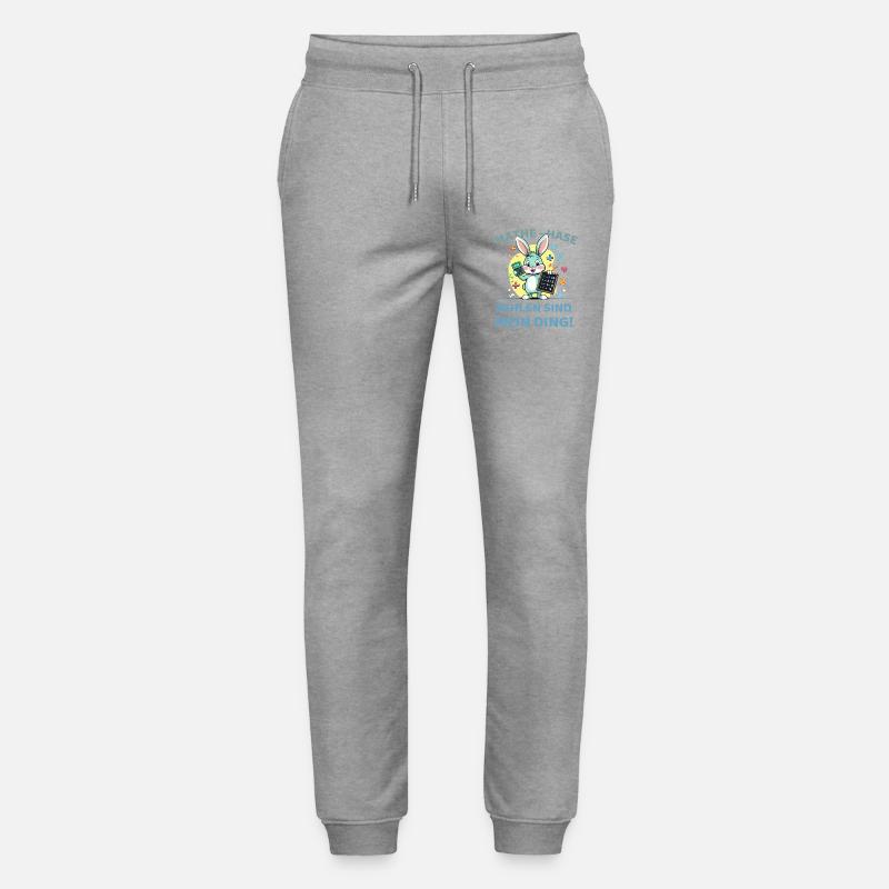 Math bunny with calculation task - Stanley/Stella Mover Unisex Organic Jogging Trousers - heather grey