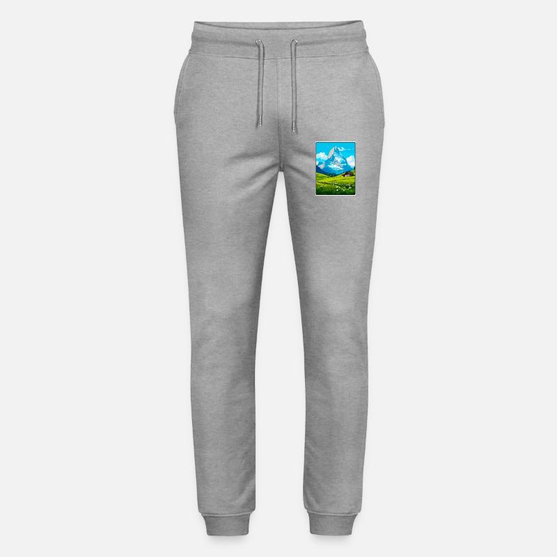 Eiger Schweiz Berglandschaft Illustration - Stanley/Stella Unisex Bio Jogginghose Mover  - Grau meliert