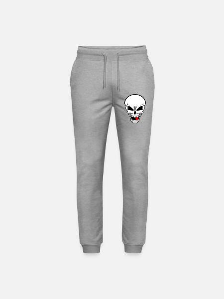 Rebellenschädel mit rotem Lutscher - Stanley/Stella Unisex Bio Jogginghose Mover - Grau meliert
