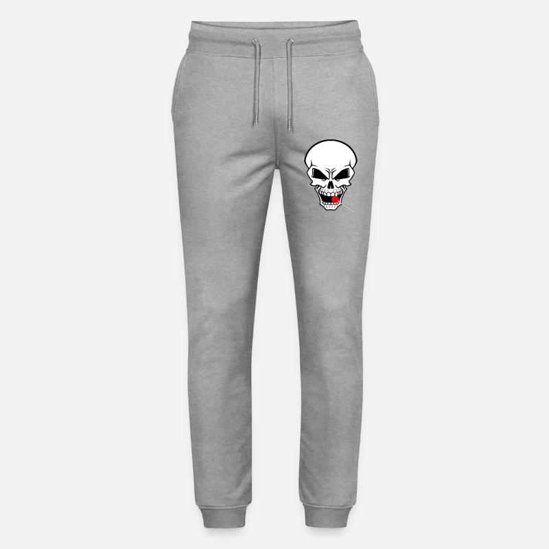 Rebellenschädel mit rotem Lutscher - Stanley/Stella Unisex Bio Jogginghose Mover - Grau meliert