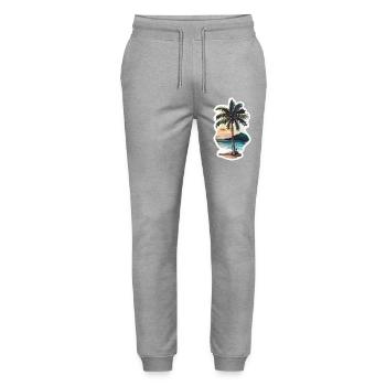 Palm tree - Stanley/Stella Mover Unisex Organic Jogging Trousers - heather grey - Front - Marisol (170cm) & Nik (191cm)