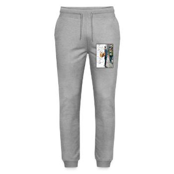 Street musicians in urban style - Stanley/Stella Mover Unisex Organic Jogging Trousers - heather grey - Front - Marisol (170cm) & Nik (191cm)