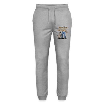 Reib-Experte Hund - Stanley/Stella Unisex Bio Jogginghose Mover  - Grau meliert - Vorne - Marisol (170cm) & Nik (191cm)