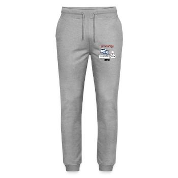 Israeli Flag Protest Humor Illustration - Stanley/Stella Mover Unisex Organic Jogging Trousers - heather grey - Front - Marisol (170cm) & Nik (191cm)