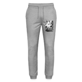 Black and white husky nature motif - Stanley/Stella Mover Unisex Organic Jogging Trousers - heather grey - Front - Marisol (170cm) & Nik (191cm)