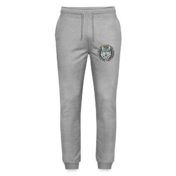 Nordic Wolf Mythology - Stanley/Stella Mover Unisex Organic Jogging Trousers - heather grey - Front - Marisol (170cm) & Nik (191cm)